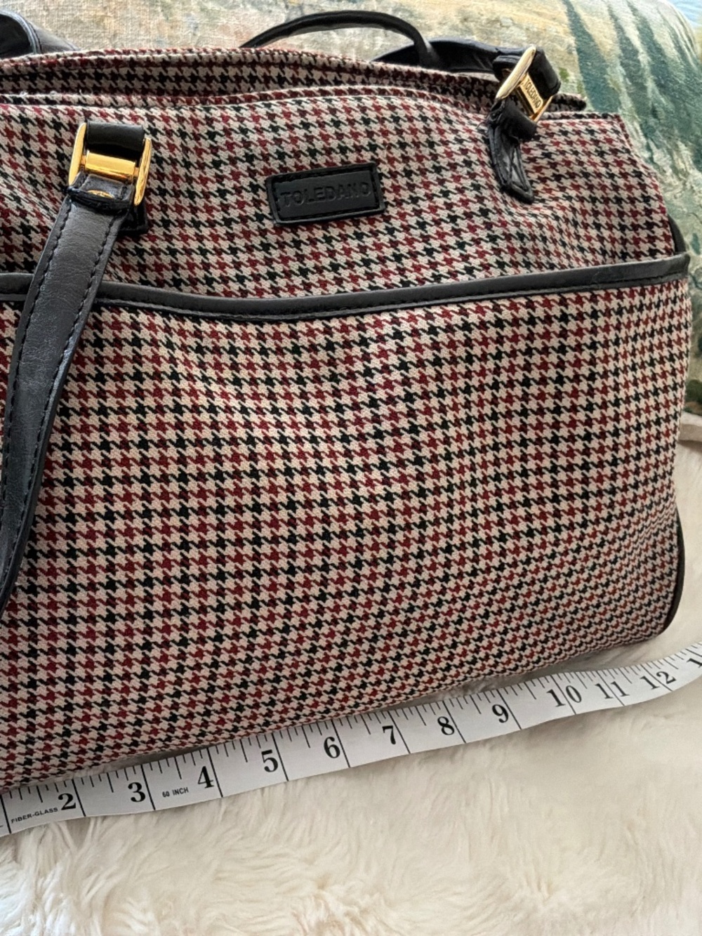 VTG TOLEDANO Houndstooth Satchel Shoulder Bag